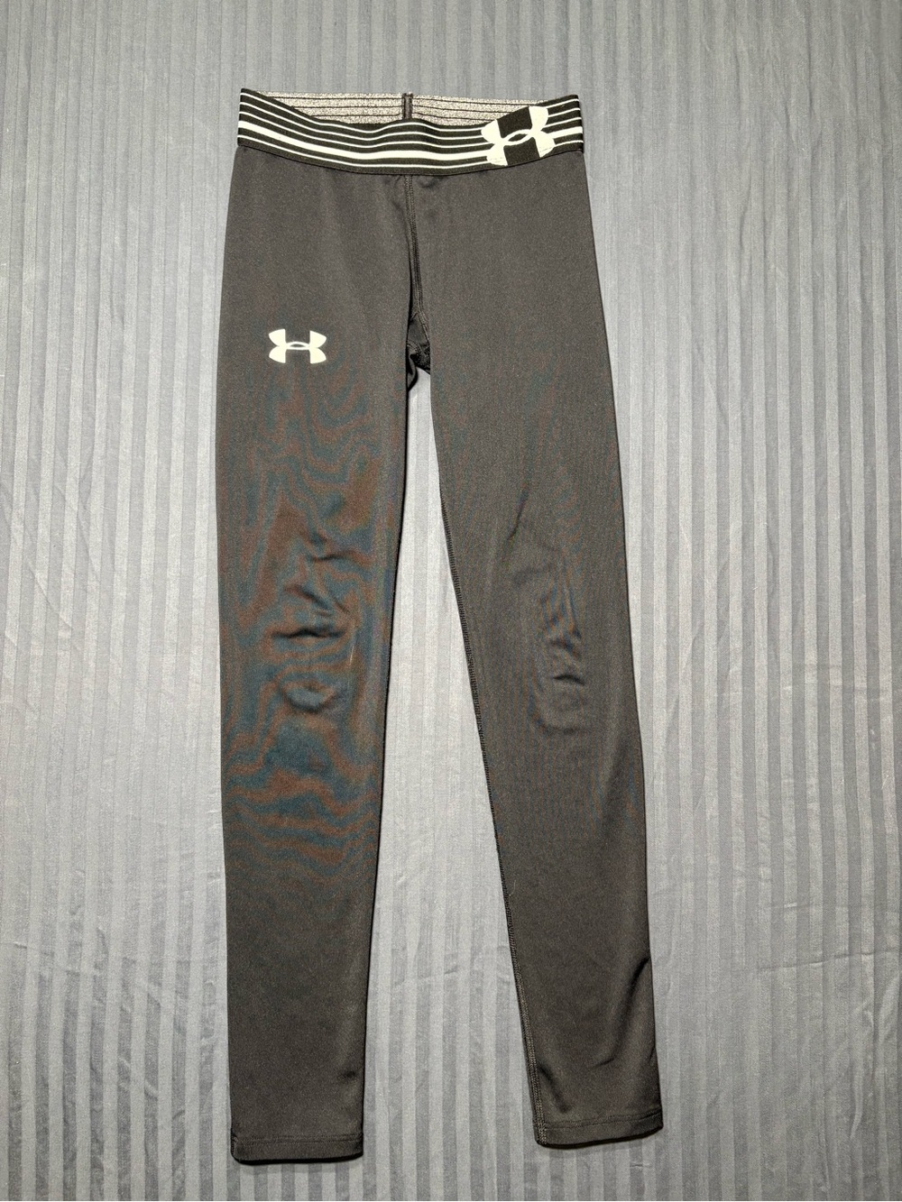 Under Armour Black Leggings with White Striped Waistband